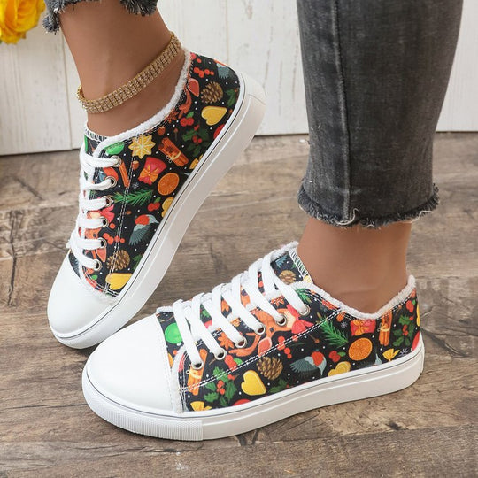 Damen Modische Sneaker mit buntem Print und bequemem Innenfutter EB