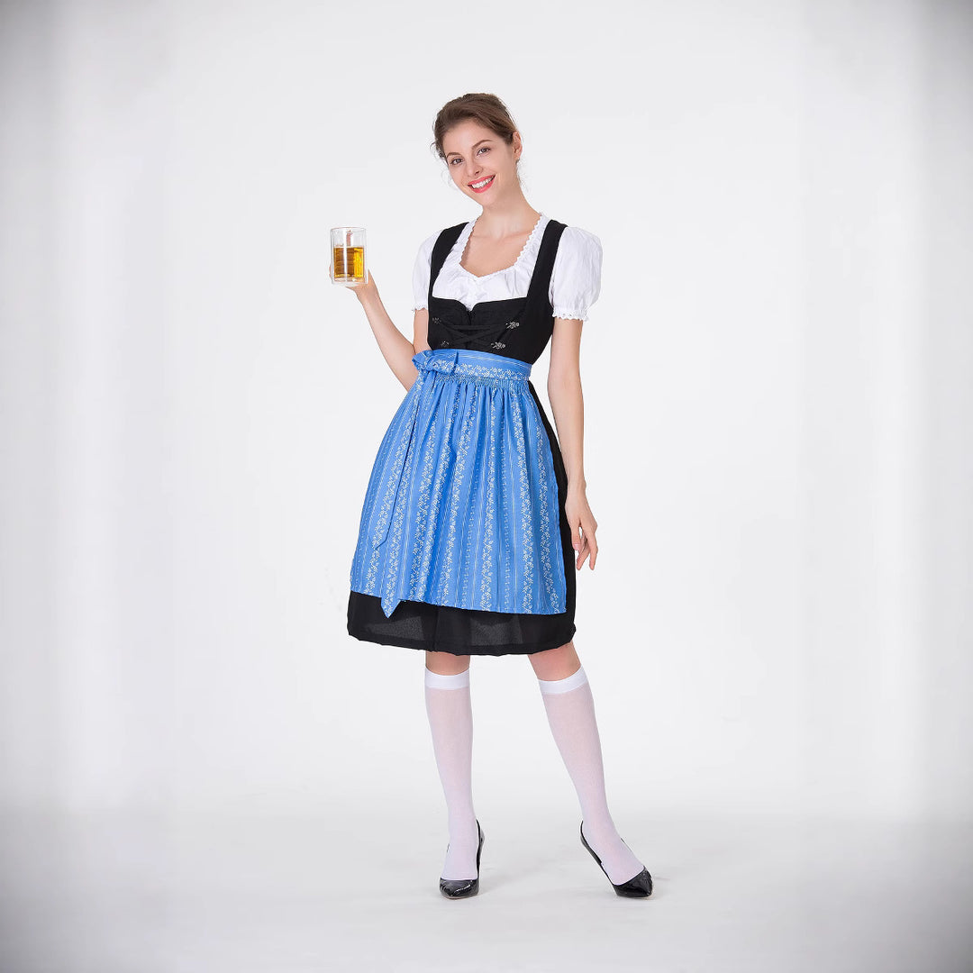 Damen Trachtenkleid mit eleganter Schürze und verspielten Rüschenkanten EB