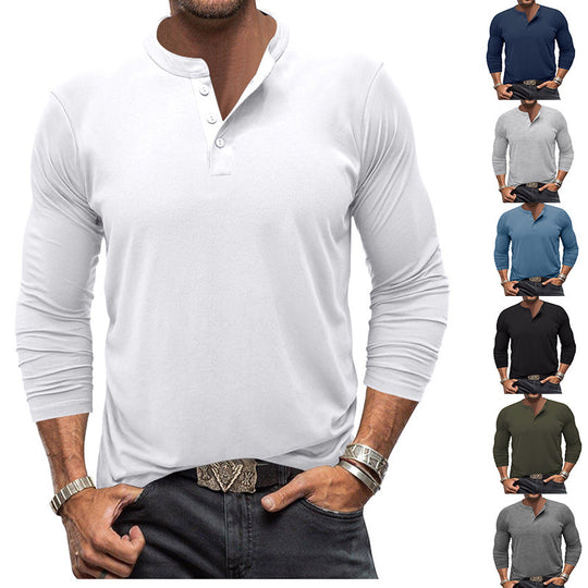 Herren Langarm T-Shirt mit Knopfleiste EB