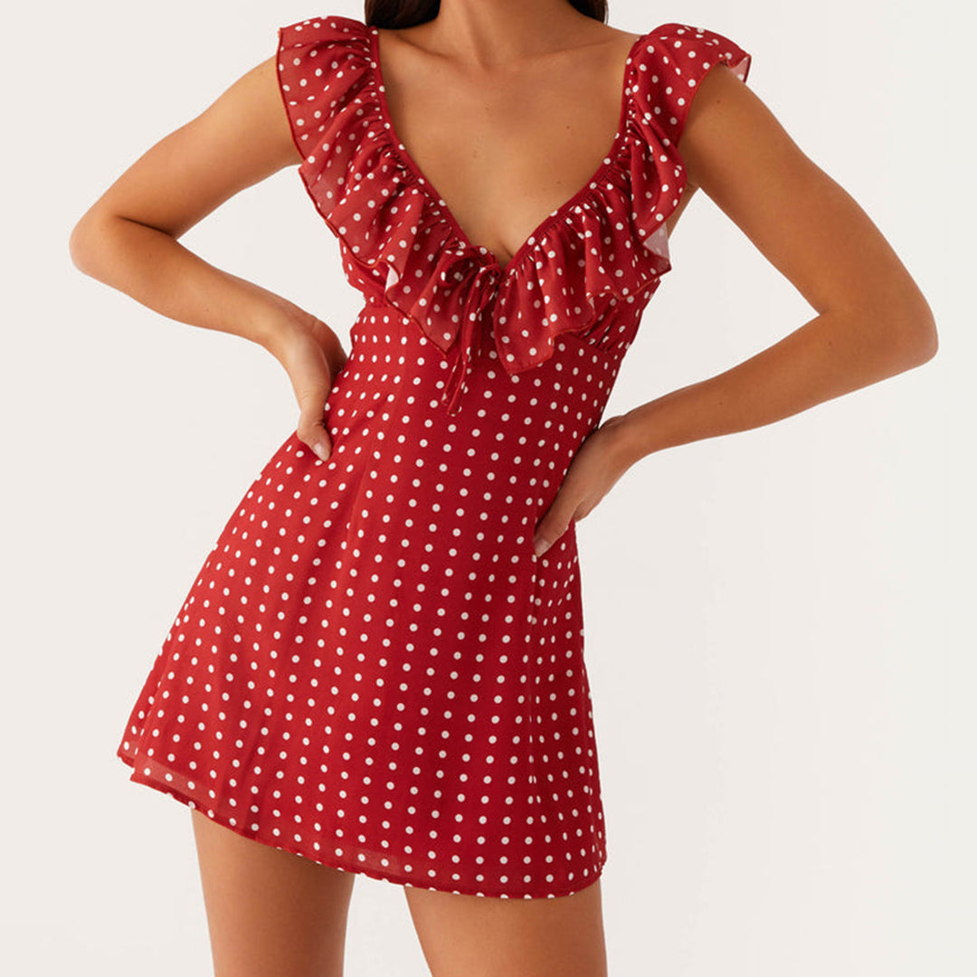 Damen Sommerkleid mit Rüschendetails und Blumenmuster EB