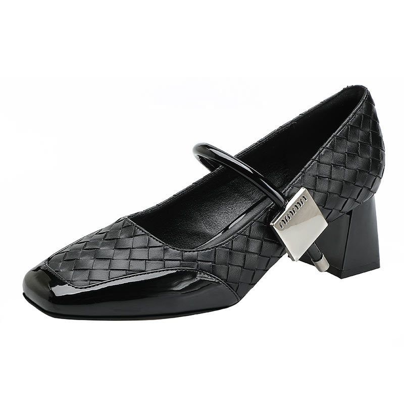 Damen Modische Ballerinas mit geflochtenem Design und blockiertem Absatz EB