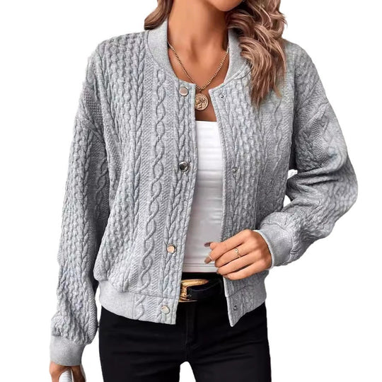 Damen Lässige Strickjacke mit strukturierter Oberfläche und Knopfleiste EB