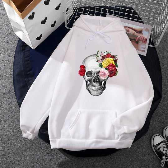 Damen nan lässiger Kapuzenpullover mit künstlerischem Mond‑und‑Pilzmotiv, weichem Fleecefutter und Kängurutasche EB