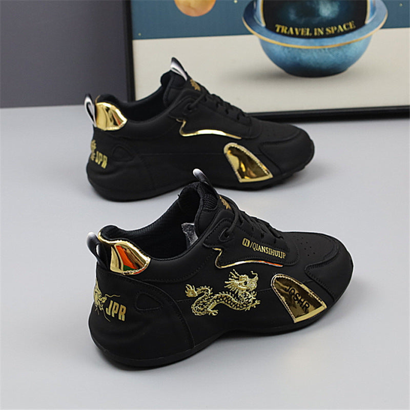 Herren Sneakers im sportlichen Design mit goldenen Akzenten und Drachenstickerei EB
