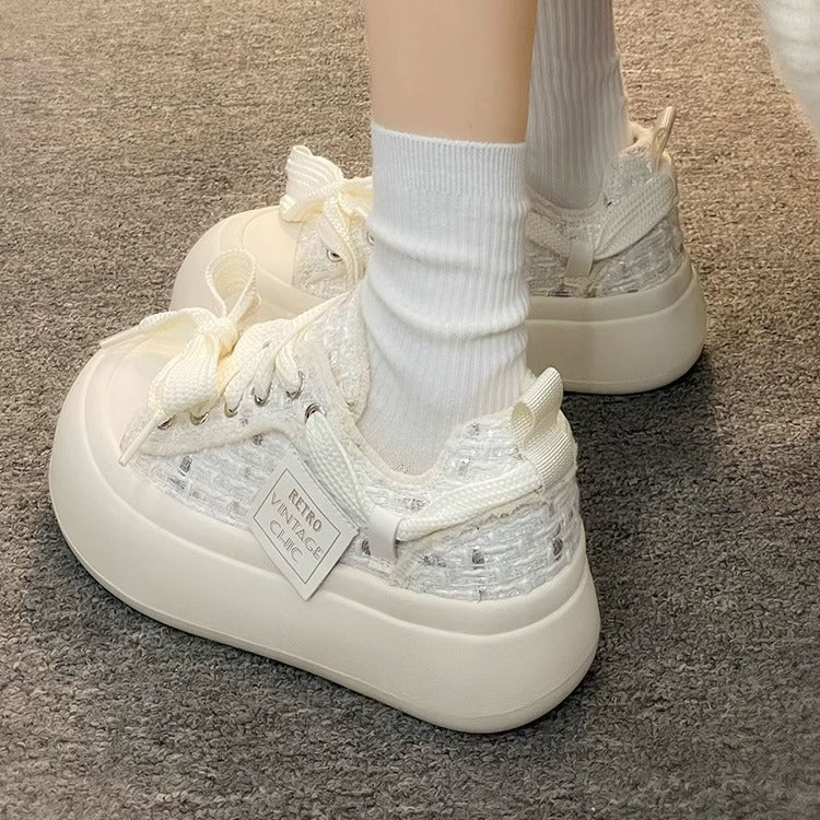 Damen Vintage Sport Sneakers mit komfortabler Gummisohle und weichem Obermaterial EB