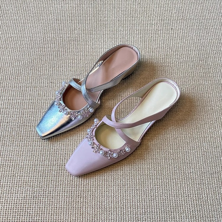 Damen Slingback-Pumps mit strassbesetztem Dekor EB