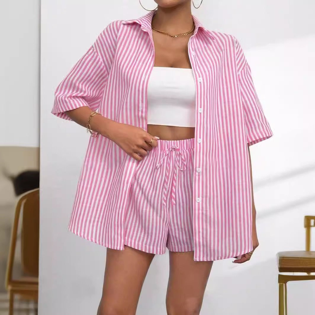 Damen lässiges Hemd und Shorts Set EB
