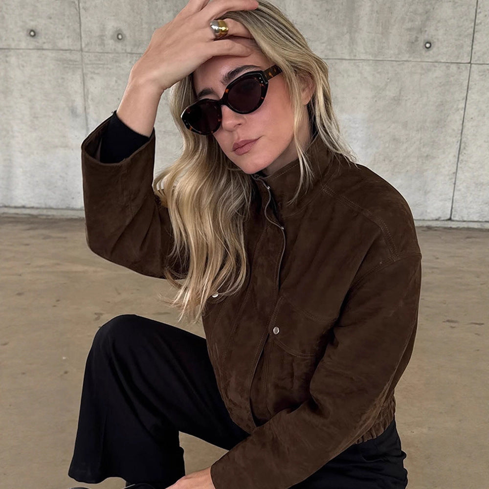 Damen Kunstlederjacke mit strukturiertem Schnitt und praktischen Taschen EB