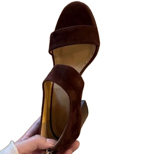 Damen eleganter Slingback-Blockabsatzschuh mit weichem Veloursleder EB