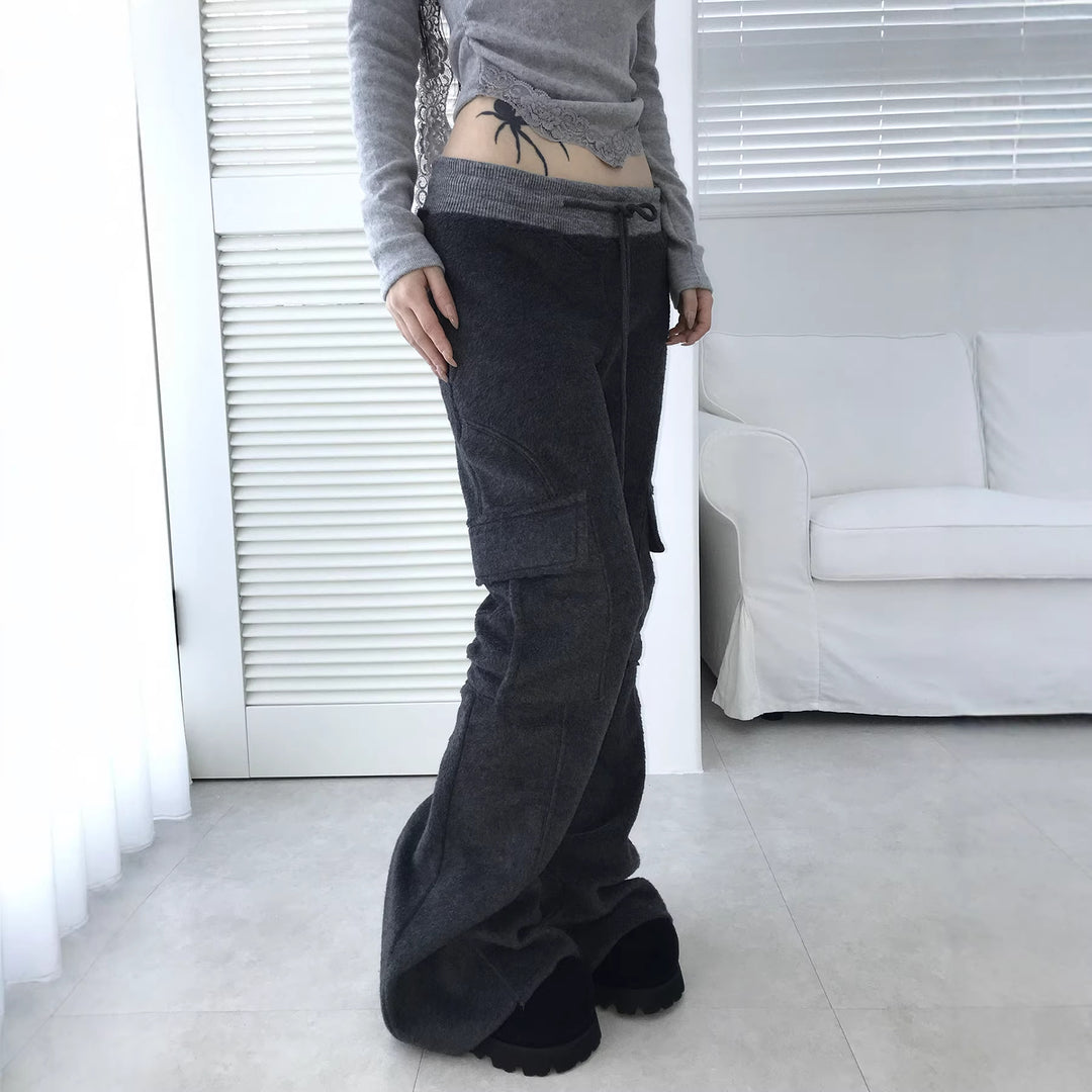 Damen Weite Cargo-Hose mit elastischem Bund und praktischen Taschen EB