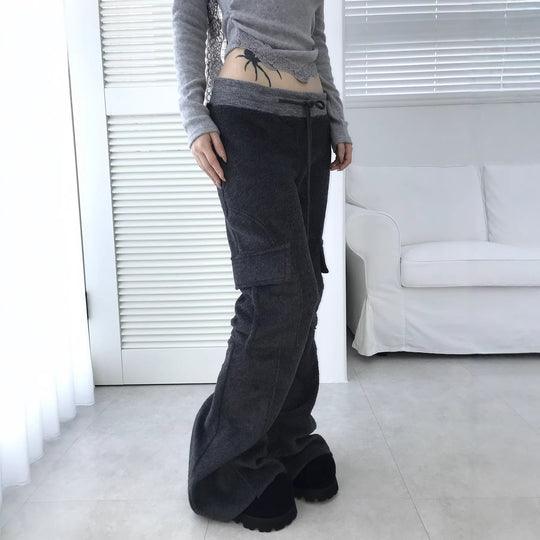 Damen Weite Cargo-Hose mit elastischem Bund und praktischen Taschen EB
