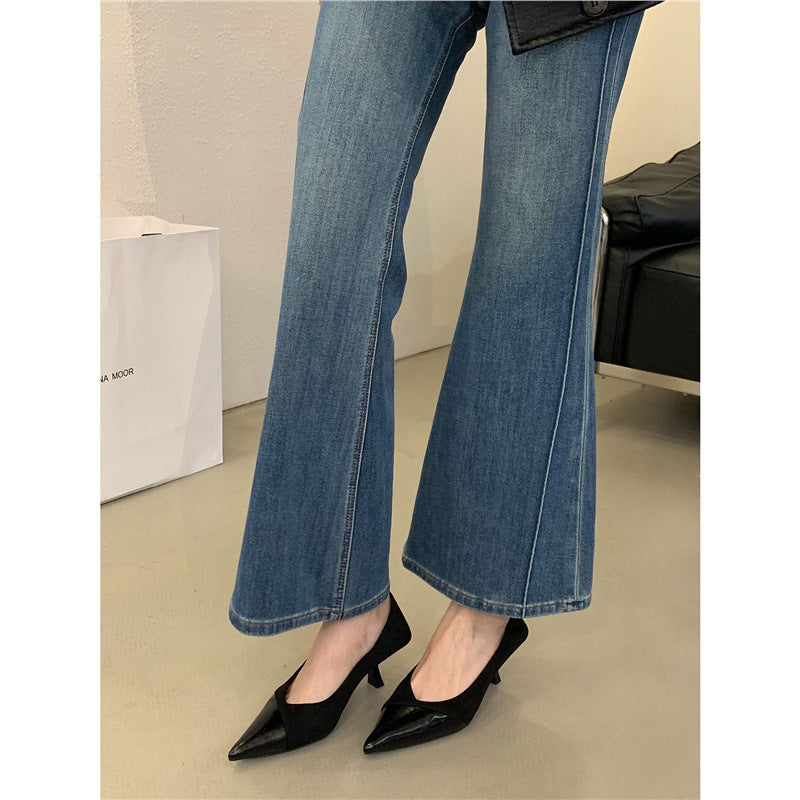 Damen spitze Pumps aus hochwertigem Veloursleder und Lack EB