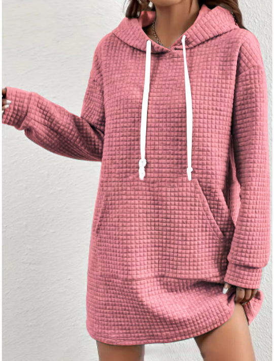 Damen Hoodie-Kleid mit praktischem Kängurutasche und modernem Strickdesign EB