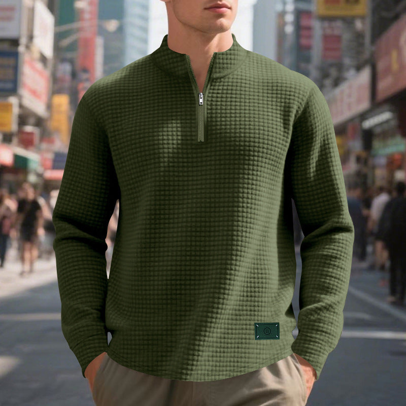 Herren Stepppullover mit modernem Reißverschluss und strukturiertem Design EB