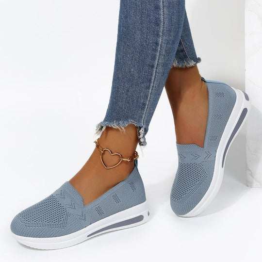 Damen atmungsaktive Slip-On Sneakers mit flexiblem Strick-Obermaterial EB