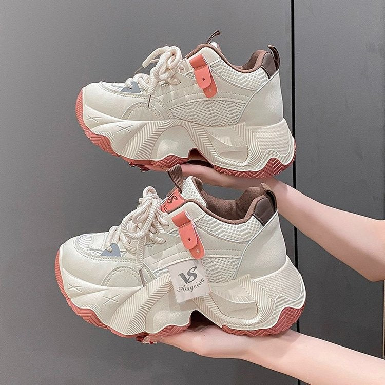 Damen Trendige Chunky Sneakers mit atmungsaktivem Mesh-Obermaterial und innovativem Sohlenprofil EB