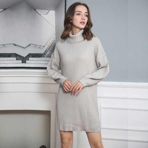 Damen Strickkleid mit hohem Kragen EB