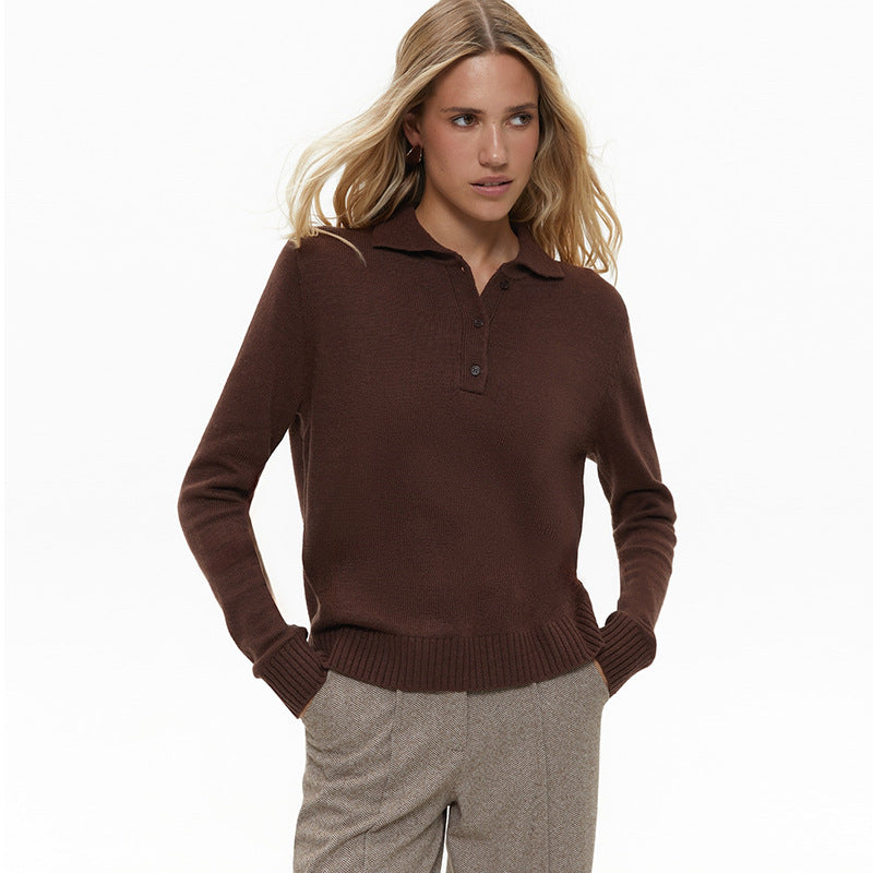 Damen eleganter Strickpullover mit Kragen EB