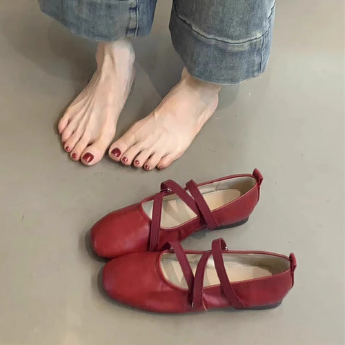 Damen Ballerinas mit modischem Riemen und komfortablem Fußbett EB