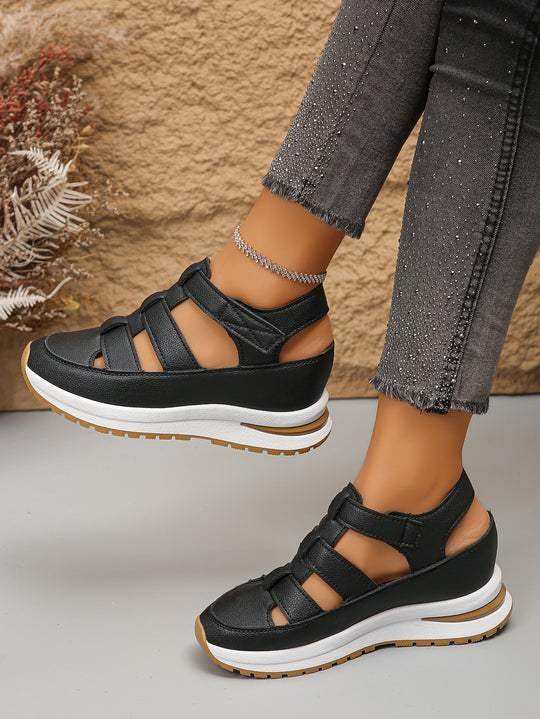 Damen Sportliche Wedge-Sandaletten mit verstellbaren Riemen und rutschfester Sohle EB