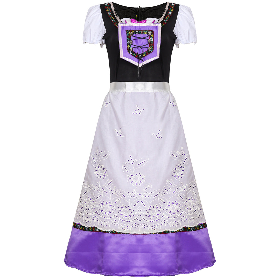 Damen nan Trachtenkleid mit geschnürter Miederblende und bestickter Schürze EB