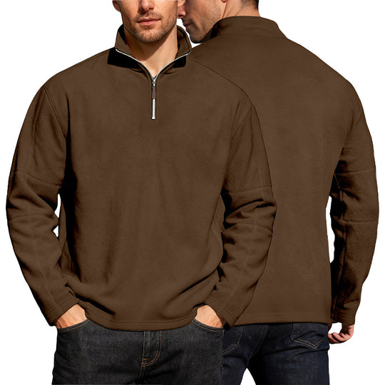 Herren nan leichter Mikrofleece-Performancepullover mit kurzem Reißverschluss Raglanärmeln und formgebenden Nähten EB