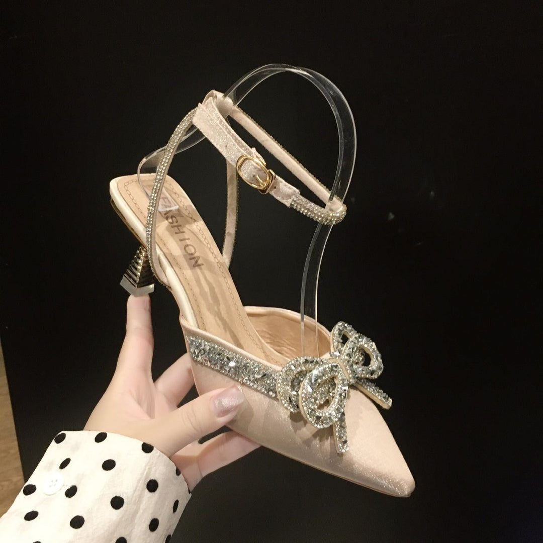 Damen elegante Slingbacks mit Glitzersteinverzierung EB