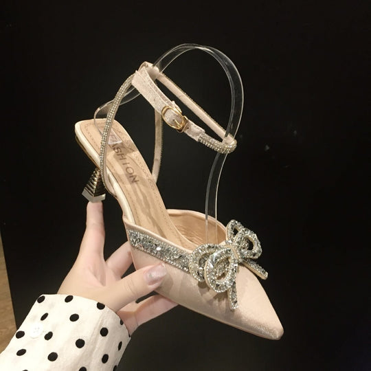 Damen elegante Slingbacks mit Glitzersteinverzierung EB
