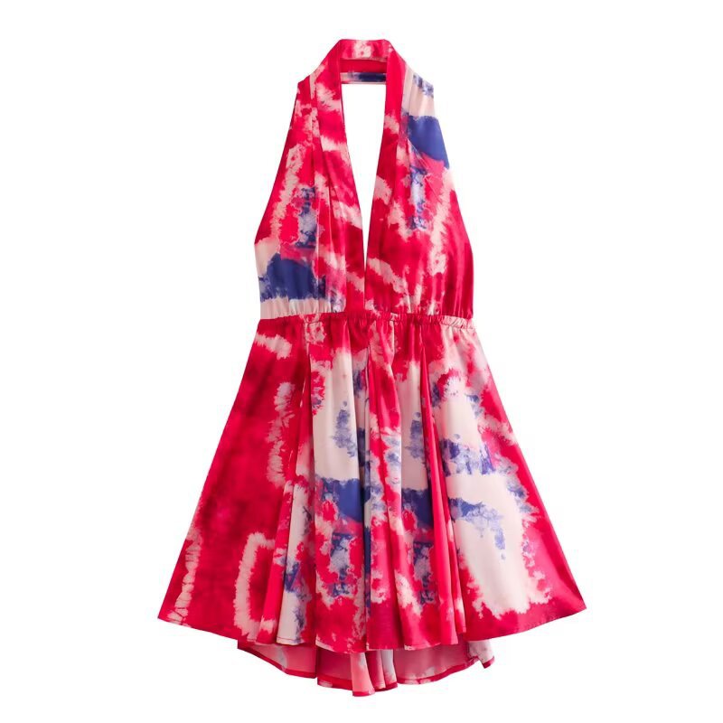 Damen Halterneck Kleid mit fließendem Rock EB