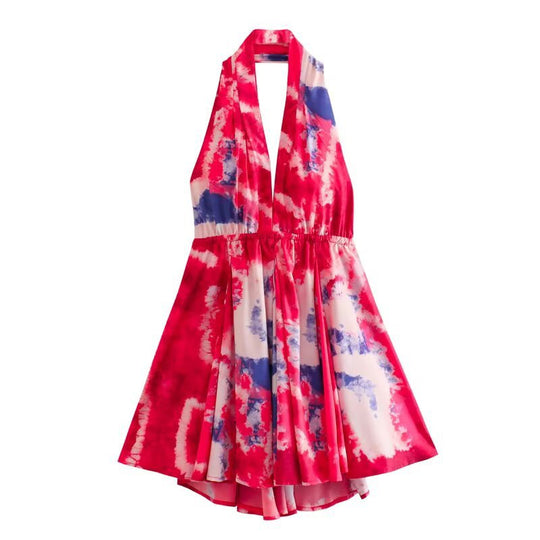Damen Halterneck Kleid mit fließendem Rock EB