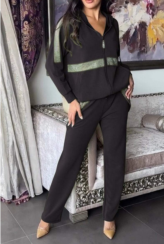 Damen Modischer Zip-Hoodie mit weitem Schnitt und eleganten Details EB