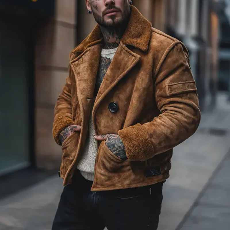 Herren lässige Wildlederjacke mit weichem Innenfutter EB