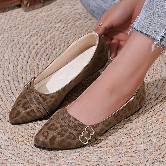 Damen elegante spitze Ballerinas mit dekorativem Schnallen-Design EB
