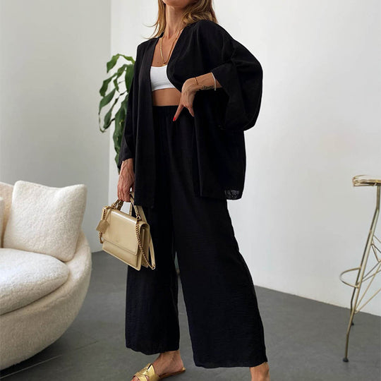 Damen lässiges 2-in-1 Set aus Hoody und weitem Hosen EB