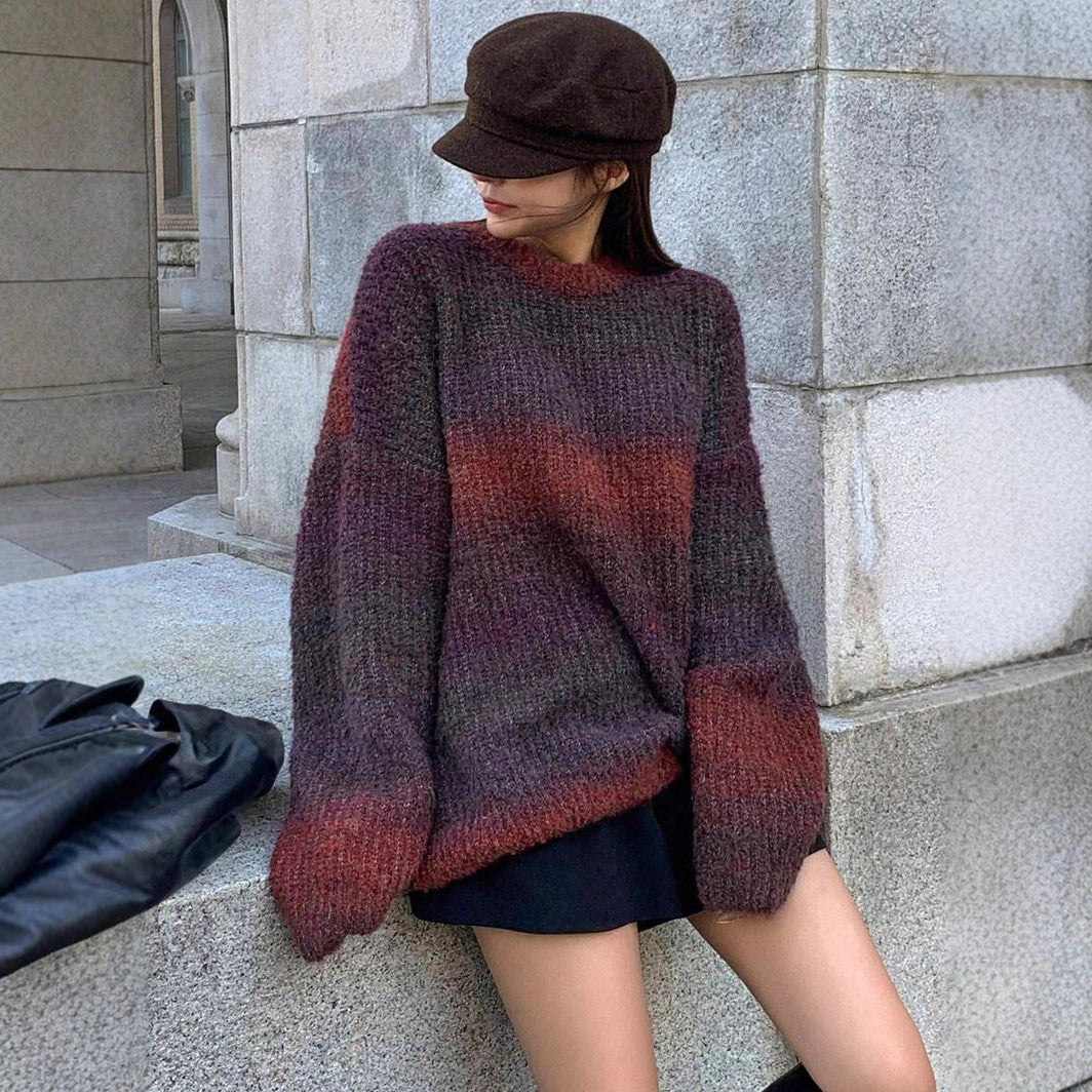 Damen Oversized Strickpullover mit modernem Farbverlauf und weichem Material EB