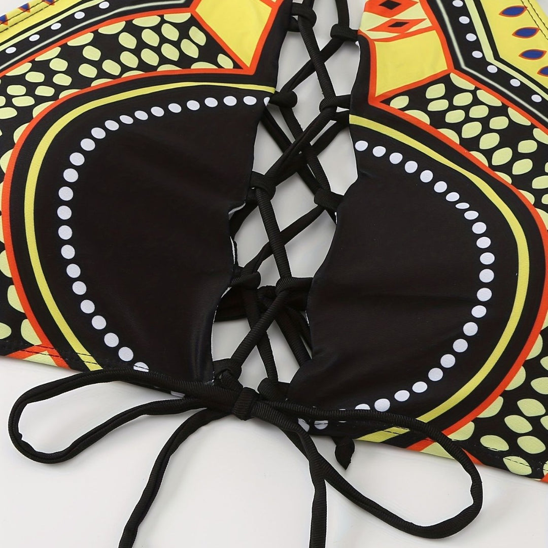 Damen Hochwertiger Bikini mit raffiniertem Schnürdesign EB