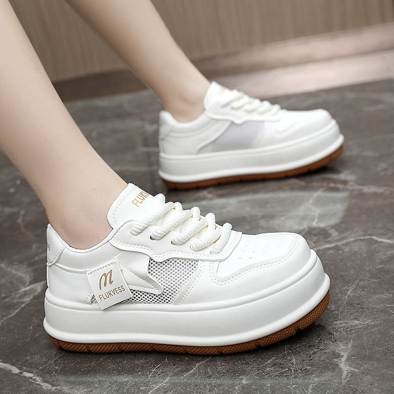 Damen modische Plateau Sneakers mit atmungsaktiver Mesh-Oberfläche und dämpfendem Sohlenprofil EB