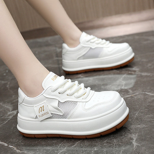 Damen modische Plateau Sneakers mit atmungsaktiver Mesh-Oberfläche und dämpfendem Sohlenprofil EB