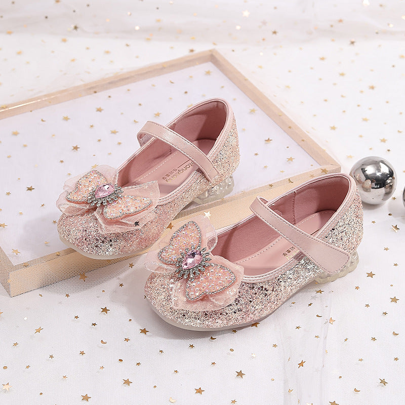 Mädchen Elegante Ballerinas mit Schleifenapplikation und Strass EB