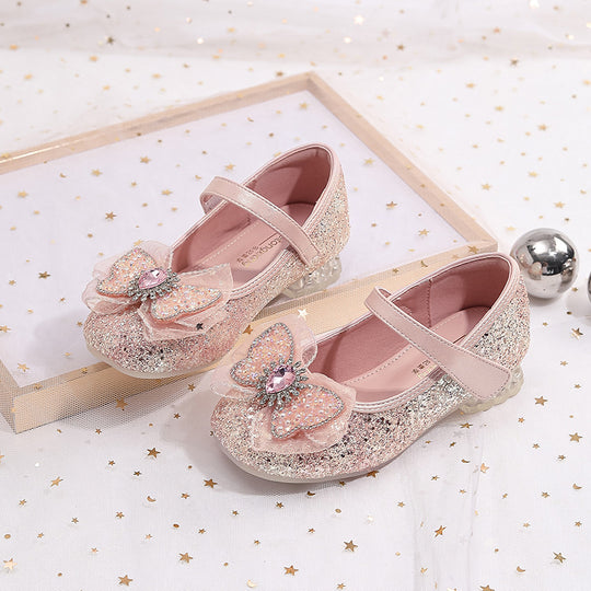 Mädchen Elegante Ballerinas mit Schleifenapplikation und Strass EB