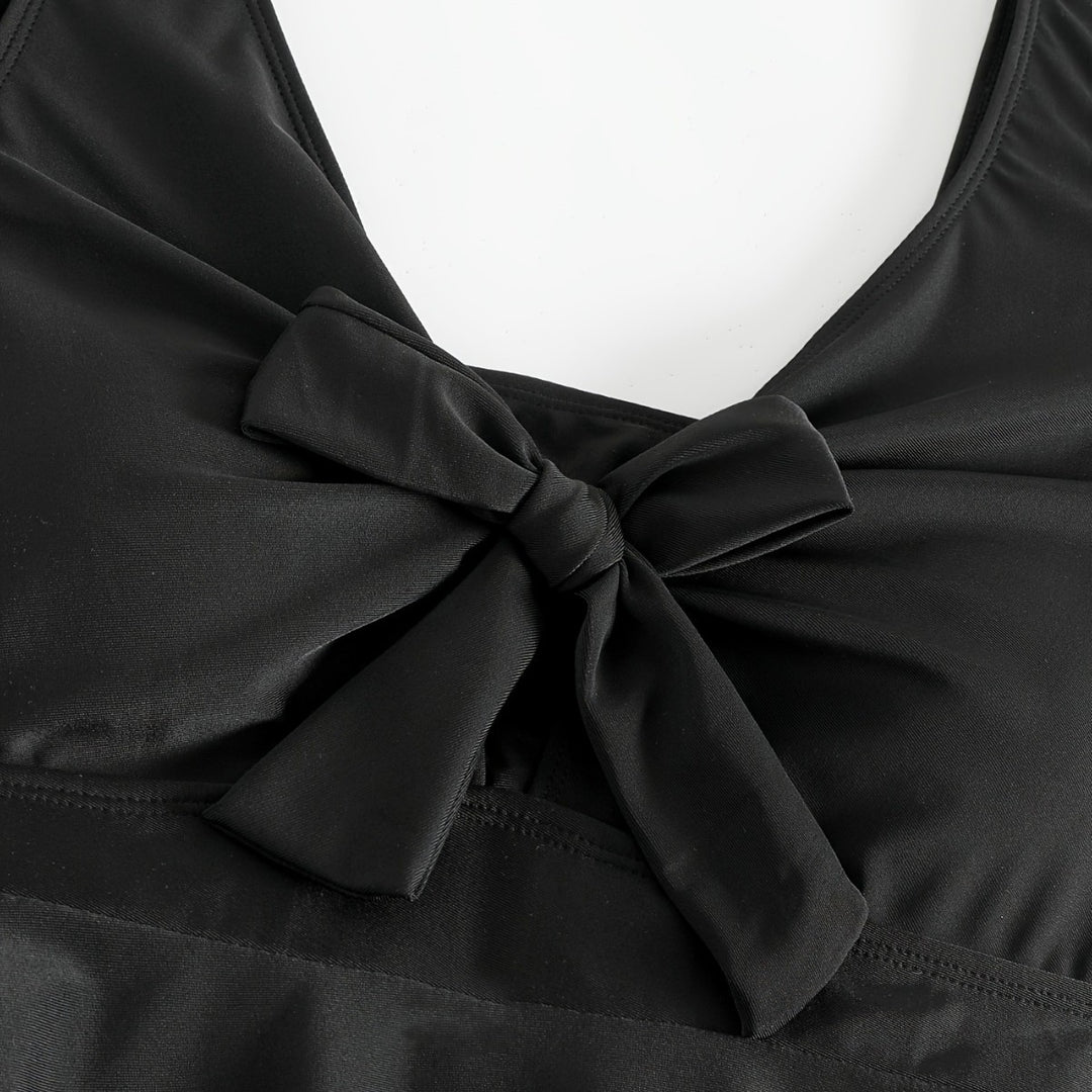 Damen figurbetonter Badeanzug mit elegantem Rüschendesign EB