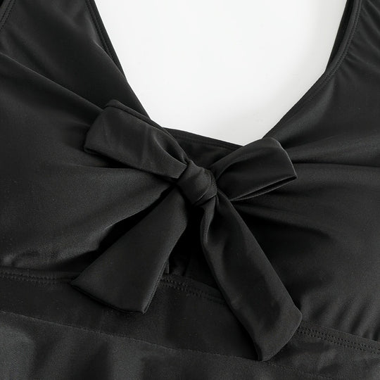 Damen figurbetonter Badeanzug mit elegantem Rüschendesign EB