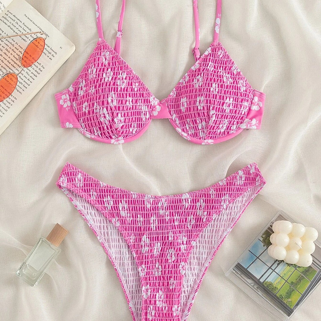 Damen Hochtaillierter Bikini mit gepolstertem Oberteil und verstellbaren Trägern EB
