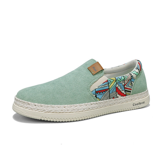Damen Slip-On Sneakers mit buntem Musterdetail und rutschfester Sohle EB