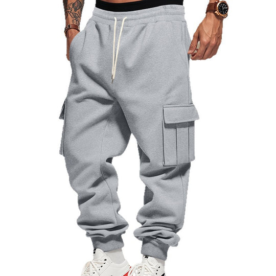Herren nan thermogefütterte Cargo-Jogginghose mit elastischem Tunnelzug, großen Klappentaschen und gerippten Beinabschlüssen EB