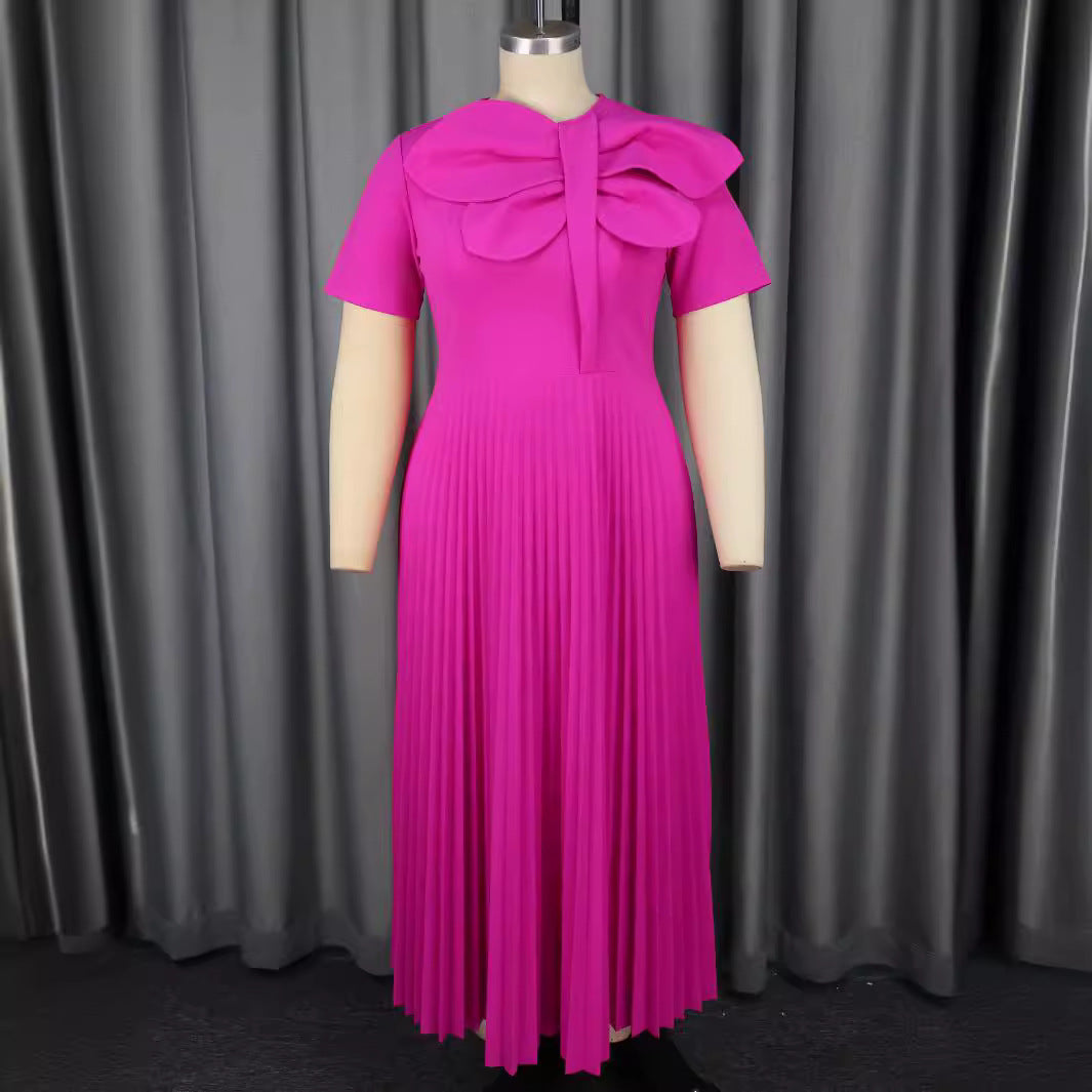Damen Elegantes Midikleid mit voluminösem Schleifenakzent EB