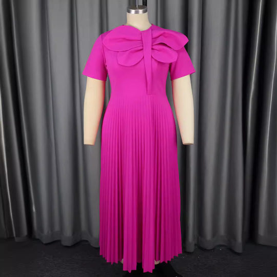 Damen Elegantes Midikleid mit voluminösem Schleifenakzent EB