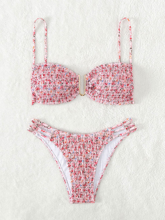 Damen Push-Up-Bikini mit verstellbaren Trägern und goldenen Akzenten EB