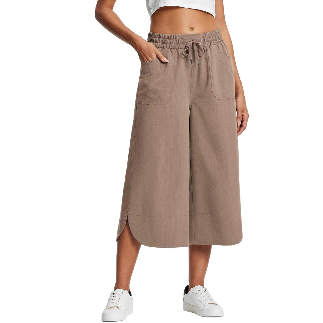Damen bequeme Culotte mit elastischem Bund und praktischen Taschen EB