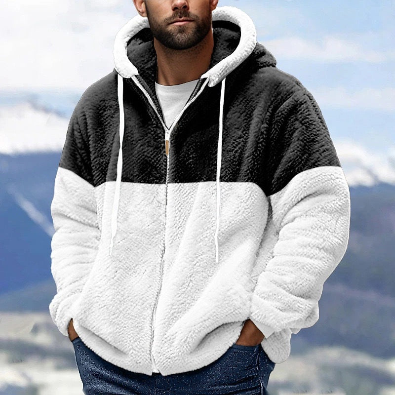 Herren kuschelige Fleecejacke mit Kapuze EB
